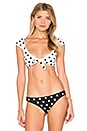 view 1 of 4 Embroidered Bikini Top in Polka Dot White