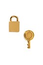 view 1 of 3 Mini Lock and Key Stud Earrings in Oro
