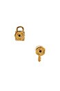 view 3 of 3 Mini Lock and Key Stud Earrings in Oro