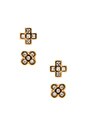 view 1 of 2 Cross Stud Earrings in Crystal & Oro
