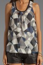 view 3 of 4 Tabitha Silk Tank in Normandy Blue Multi