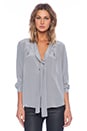 view 1 of 4 Silk Tie Front Blouse in Gull