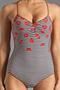 view 4 of 5 Stripey Mademoiselle Danger Crossback Maillot in Ink Blue