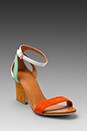 view 1 of 5 Suede Color Weave Heel Sandal in Orange/Tan/White/Green in Orange & Tan & White & Green