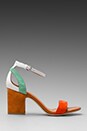 view 2 of 5 Suede Color Weave Heel Sandal in Orange/Tan/White/Green in Orange & Tan & White & Green