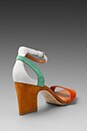 view 4 of 5 Suede Color Weave Heel Sandal in Orange/Tan/White/Green in Orange & Tan & White & Green