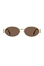 view 1 of 2 Oval Sunglasses in Gold & Brown Havana