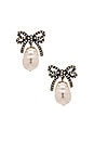 view 1 of 2 Large Bow Pearl Earrings in Cream