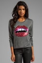 view 1 of 5 Red Polka Dot Sequin Lip Sweater in Grey/Red in Grey & Red