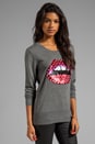 view 2 of 5 Red Polka Dot Sequin Lip Sweater in Grey/Red in Grey & Red