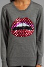view 4 of 5 Red Polka Dot Sequin Lip Sweater in Grey/Red in Grey & Red