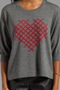 view 4 of 5 Cross Stitch Heart Sweater in Medium Grey