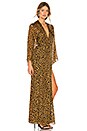 view 2 of 3 Long Sleeve Plunge Gown in Tan Leopard