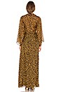 view 3 of 3 Long Sleeve Plunge Gown in Tan Leopard