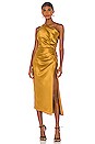 view 1 of 4 Asymmetrical Gathered Dress in Ochre