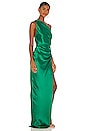 view 2 of 3 Asymmetrical Gathered Gown in Emerald