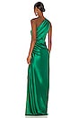 view 3 of 3 Asymmetrical Gathered Gown in Emerald