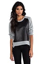 view 1 of 4 Leather Front Sweater in Grey