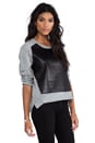 view 2 of 4 Leather Front Sweater in Grey