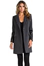 view 1 of 6 Leather Sleeved Coat in Grey