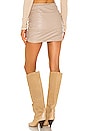 view 3 of 4 Ruched Leather Mini Skirt in Putty