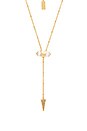 view 2 of 2 COLLIER CRYSTAL CUT LARIAT in Cream Cats Eye & Gold