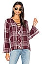 view 1 of 4 Lace Up Bell Sleeve Top in Maroon
