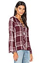view 2 of 4 Lace Up Bell Sleeve Top in Maroon