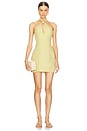 view 1 of 3 Knotted Halter Mini Dress in Avocado Tencel Linen