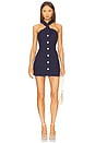 view 1 of 3 Twist Button Up Mini Dress in Navy Linen