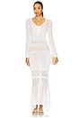 view 1 of 3 Striped Mesh Handkerchief Midi Dress in White Knit