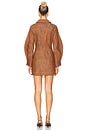 view 3 of 3 Seamed Leg Of Mutton Sleeve Mini Dress in Brown Denim