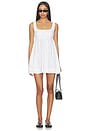view 1 of 3 Tank Drawstring Baby Doll Dress in White Poplin