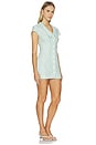 view 2 of 3 Collared V-neck Mini Dress in Light Aqua Linen
