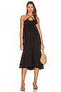 view 1 of 3 Cross Strap Cutout Midi Dress in Black Poplin