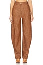 view 1 of 6 CALÇA CINTURA ALTA WIDE LEG in Brown Denim