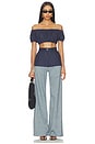 view 5 of 6 JEANS COMBINADOS DE TALLE ALTO in Navy Linen