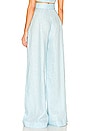 view 3 of 4 Wide Leg Pleated Linen Pant in Aqua