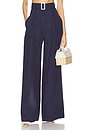 view 1 of 6 Wide Leg Pleated Pant in Navy Linen