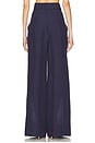 view 4 of 6 Wide Leg Pleated Pant in Navy Linen
