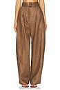 view 1 of 6 Pleated Barrel Trouser in Brown Linen