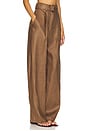 view 2 of 6 Pleated Barrel Trouser in Brown Linen