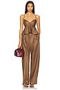 view 5 of 6 Pleated Barrel Trouser in Brown Linen