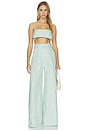 view 5 of 6 PANTALON JAMBES LARGES AVEC PLIS in Light Aqua Linen