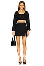view 6 of 7 Button Kick Pleat Mini Skirt in Black Tweed