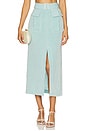 view 1 of 7 Belted Maxi Pencil Skirt in Seafoam Viscose Linen