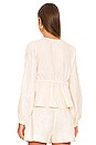 view 3 of 4 V-Neck Peplum Top in Cream Linen