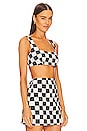 view 2 of 4 Anna Tie Back Crop Top in Black Checkerboard