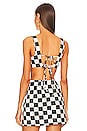 view 3 of 4 Anna Tie Back Crop Top in Black Checkerboard
