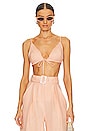 view 1 of 4 Triangle Tie Front Crop Top in Peach